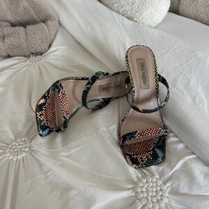 Steve Madden Michelle Multi Color Snake Print Heeled Sandal